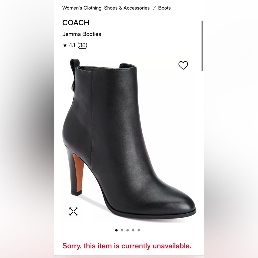 Coach black leather booties, size 8 EUC